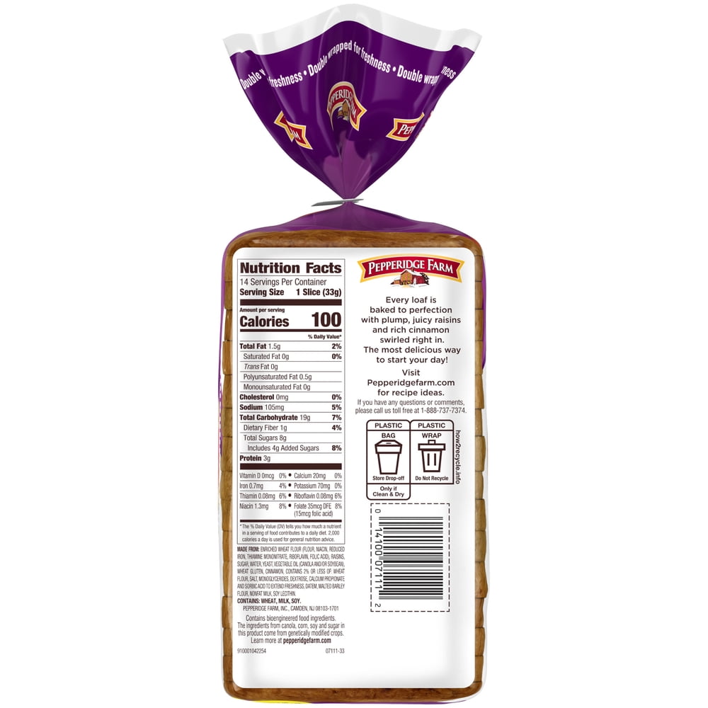 Pepperidge Farm Swirl Raisin Cinnamon Bread, 16 oz Loaf