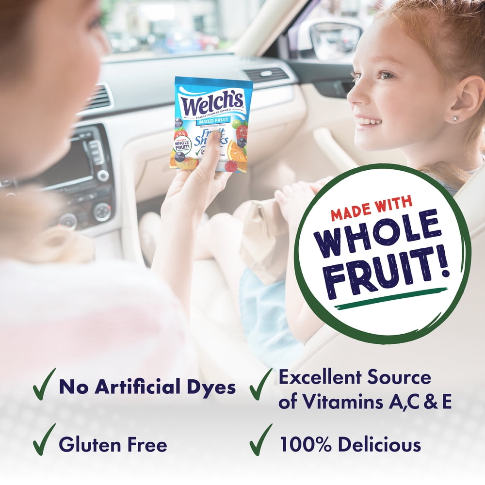 Welch’s Fruit Snacks, Mixed Fruit, Soft Gluten Free Kids Snacks, 0.8 oz, 22 Count