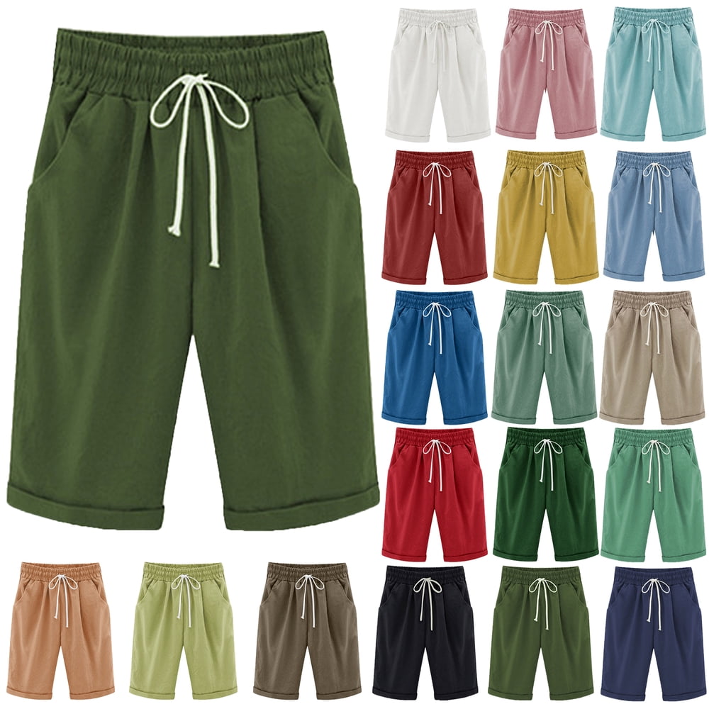 Women’s Summer Shorts Lace Up Elastic Waistband Loose Pants