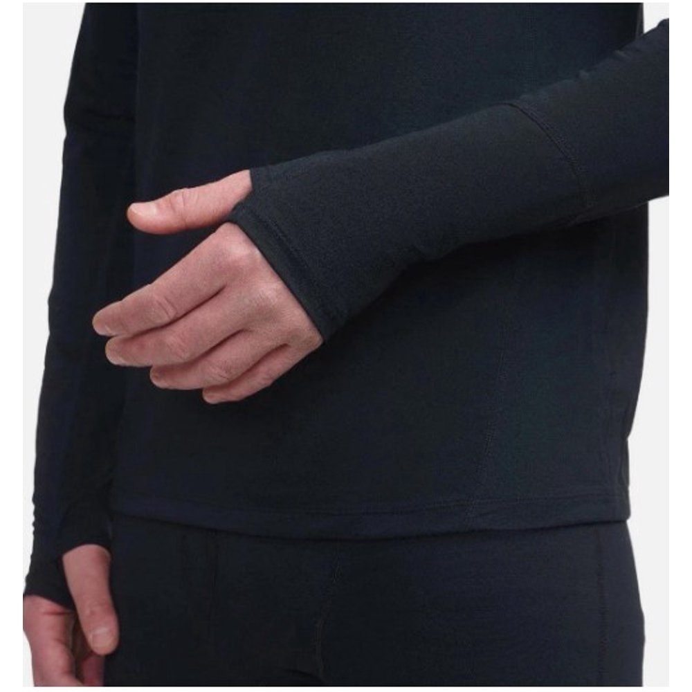 Mens Merino Blend 1/4 Zip Performance Base Layer Top, Black, XL