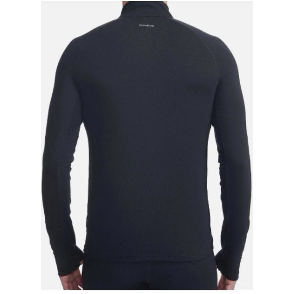 Mens Merino Blend 1/4 Zip Performance Base Layer Top, Black, XL