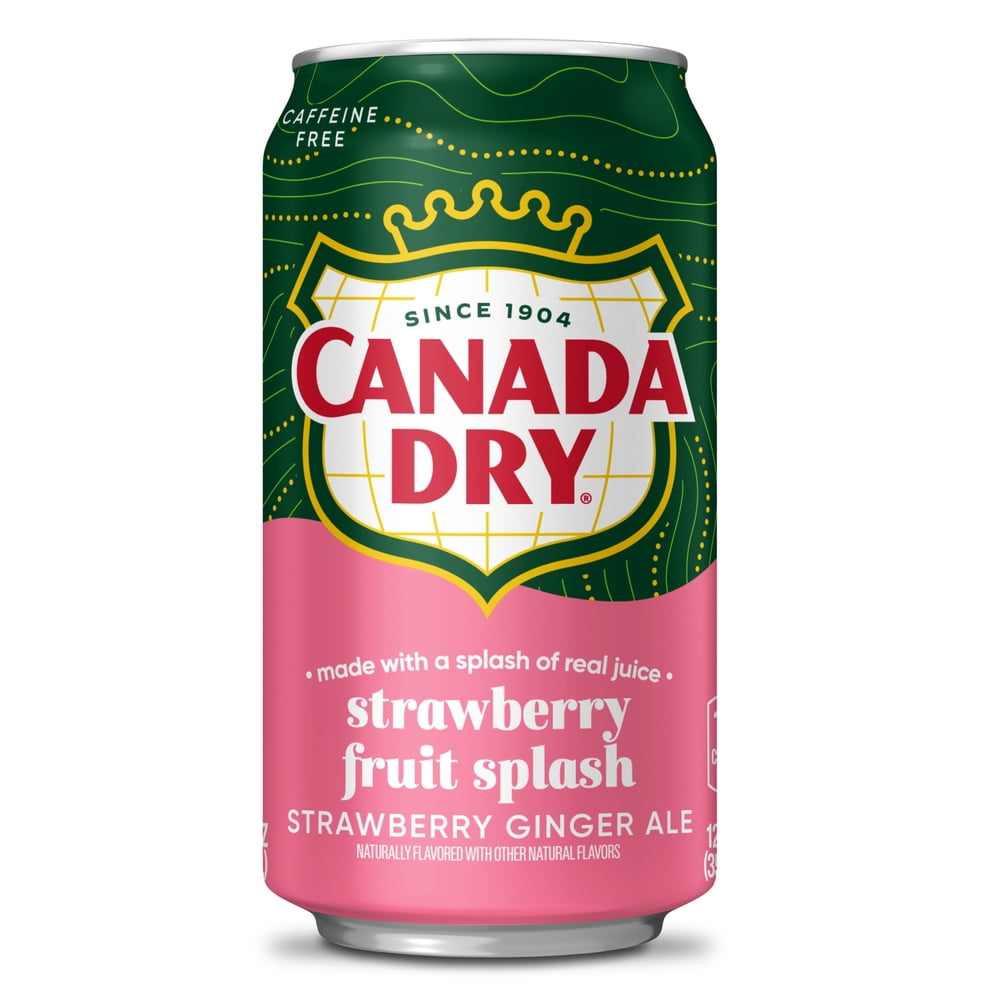 Canada Dry Caffeine Free Fruit Splash Strawberry Ginger Ale Soda Pop, 12 fl oz, 12 Pack Cans