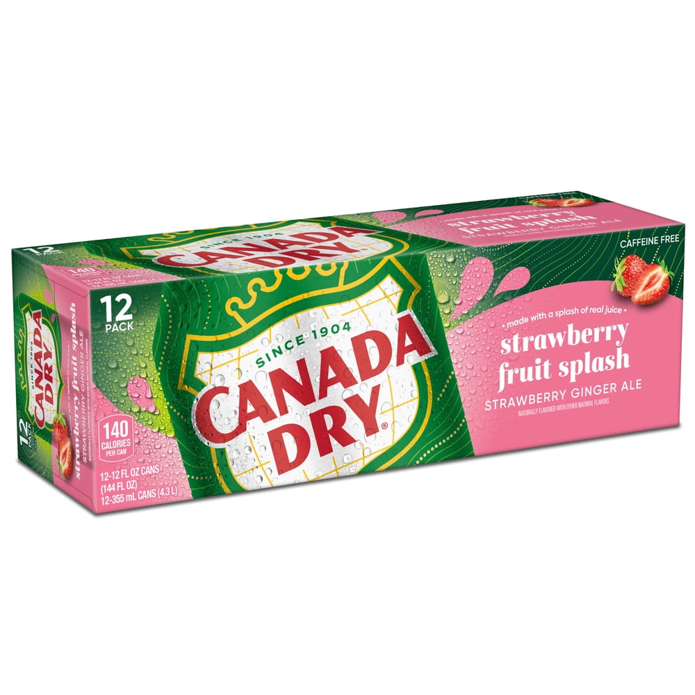 Canada Dry Caffeine Free Fruit Splash Strawberry Ginger Ale Soda Pop, 12 fl oz, 12 Pack Cans