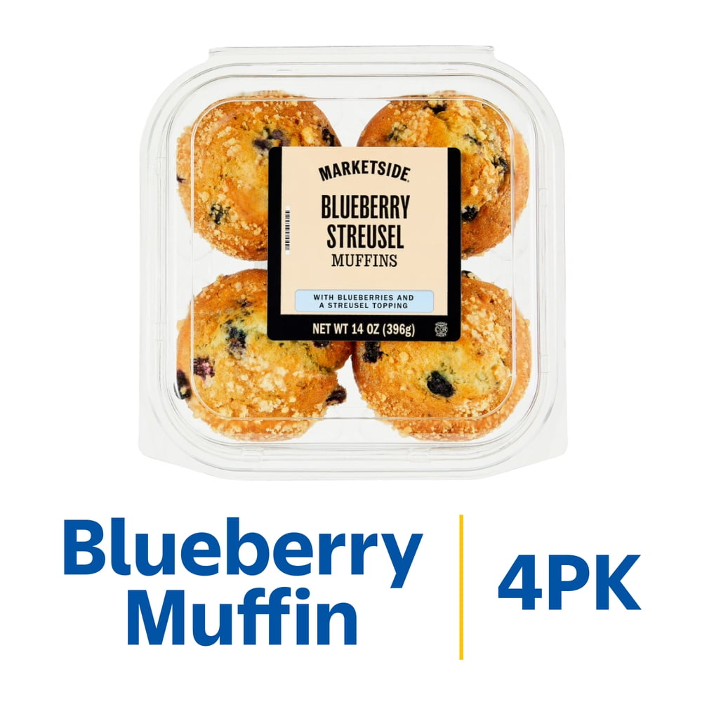 Marketside Baked Blueberry Streusel Muffins, Soft & Moist, 14 oz, 4 pack