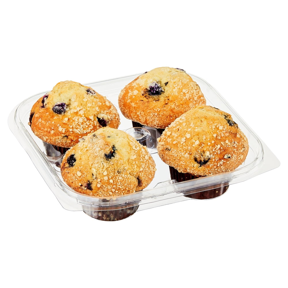 Marketside Baked Blueberry Streusel Muffins, Soft & Moist, 14 oz, 4 pack