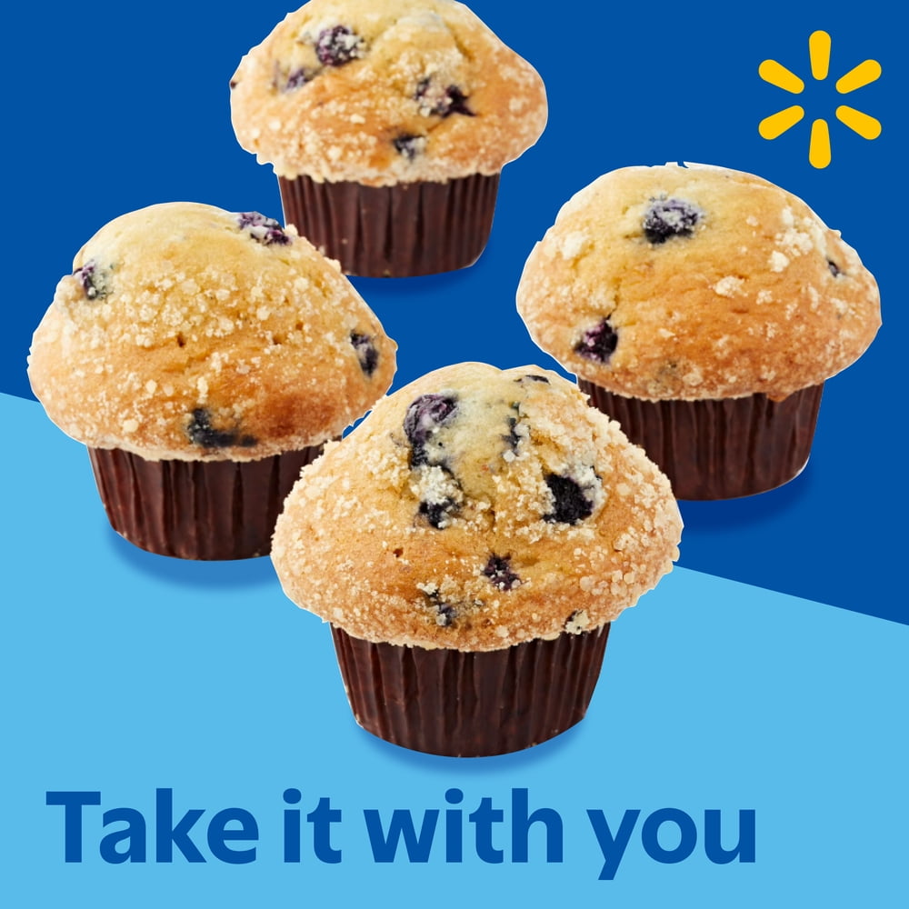 Marketside Baked Blueberry Streusel Muffins, Soft & Moist, 14 oz, 4 pack