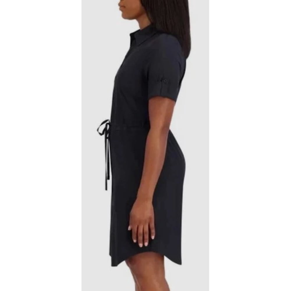 Womens Short Sleeve T-Shirt Dress, Black, Size L