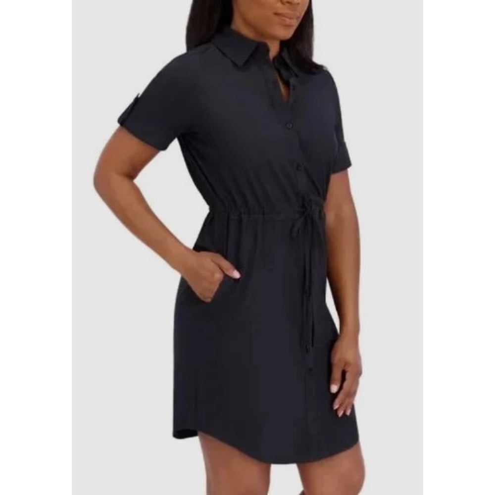 Womens Short Sleeve T-Shirt Dress, Black, Size L