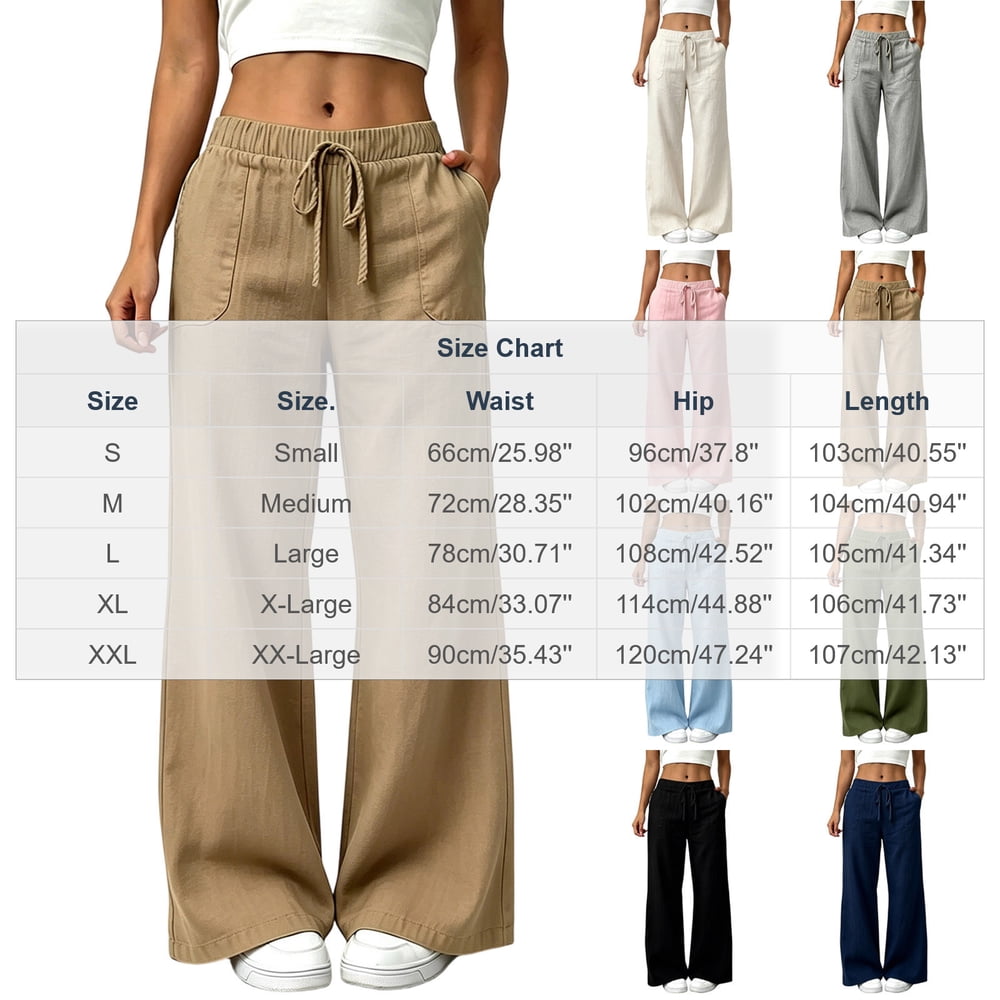 Women’s Wide Leg Drawstring Trousers Flowy Casual Loose Pants with Pockets Solid Long Palazzo Trousers Travel Work Lounge Outfits Fall Clothes, Light Blue XL