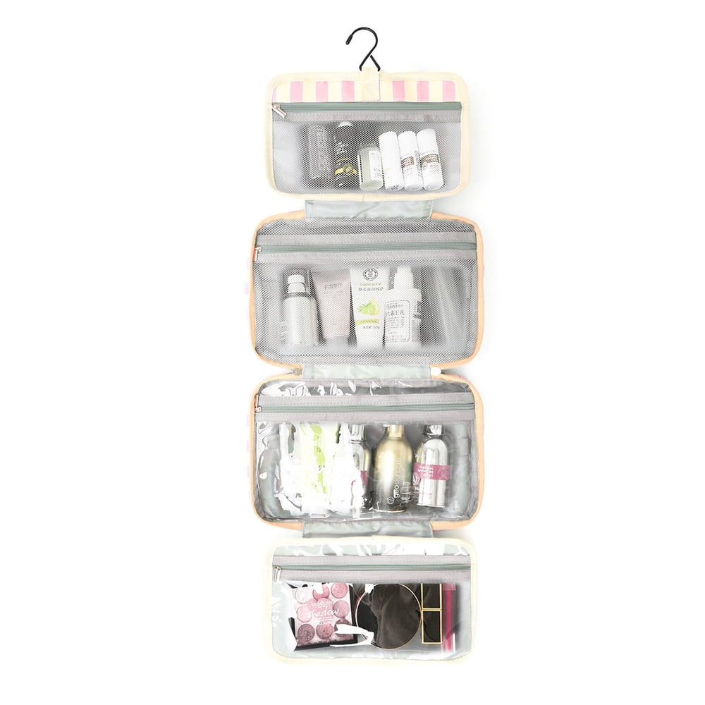 Foldable Hook Toileting Storage Bag, Waterproof Multi Compartment Handheld Skincare And Makeup Bag
