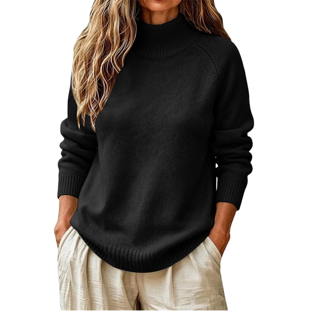 Women’s Oversized Turtleneck Sweater, Soft Spun Yarn Knit Pullover, Long Sleeve Loose Fit Warm Top for Winter Daily Wear and Outing