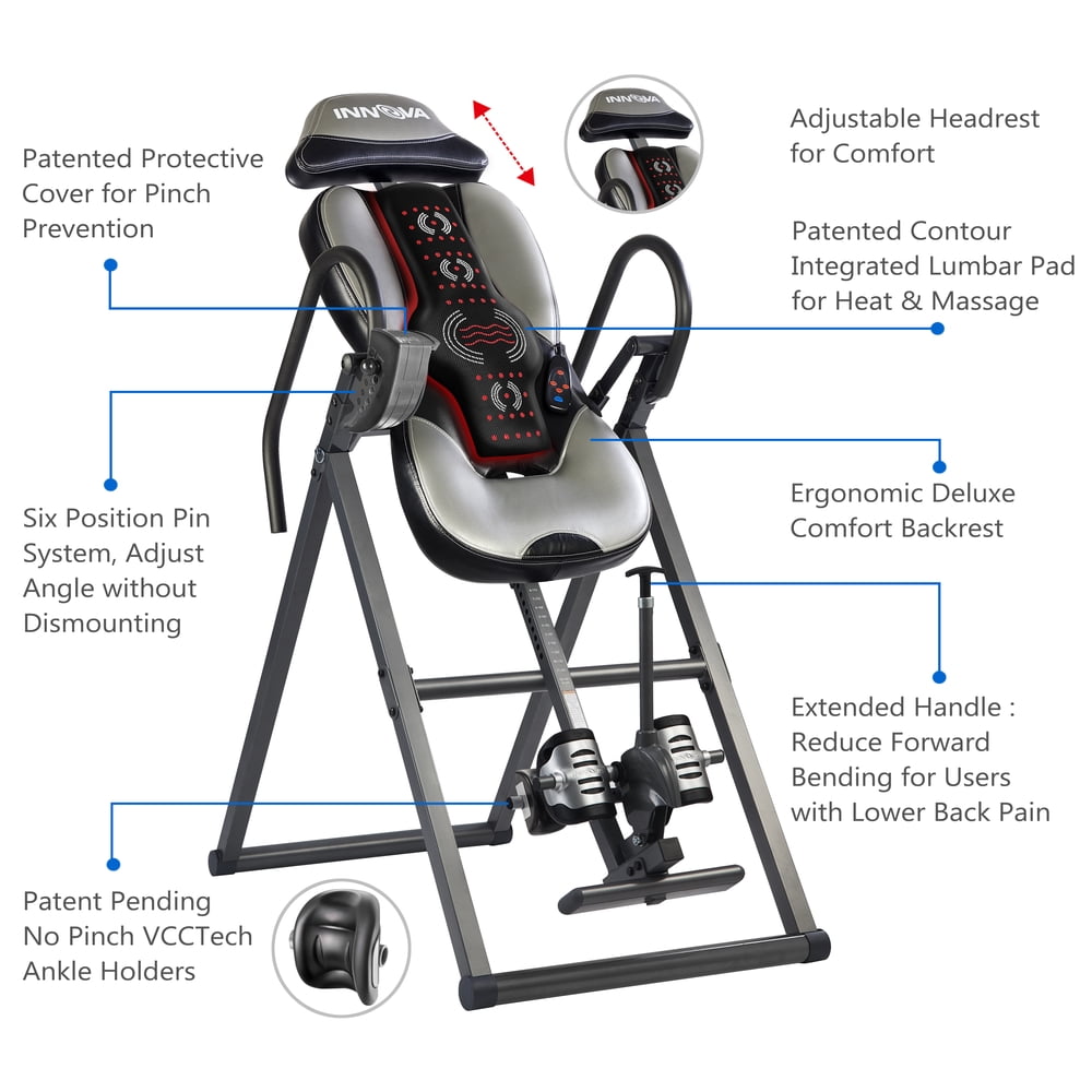 Health and Fitness Heat and Massage Inversion Table ITM5900 Gray