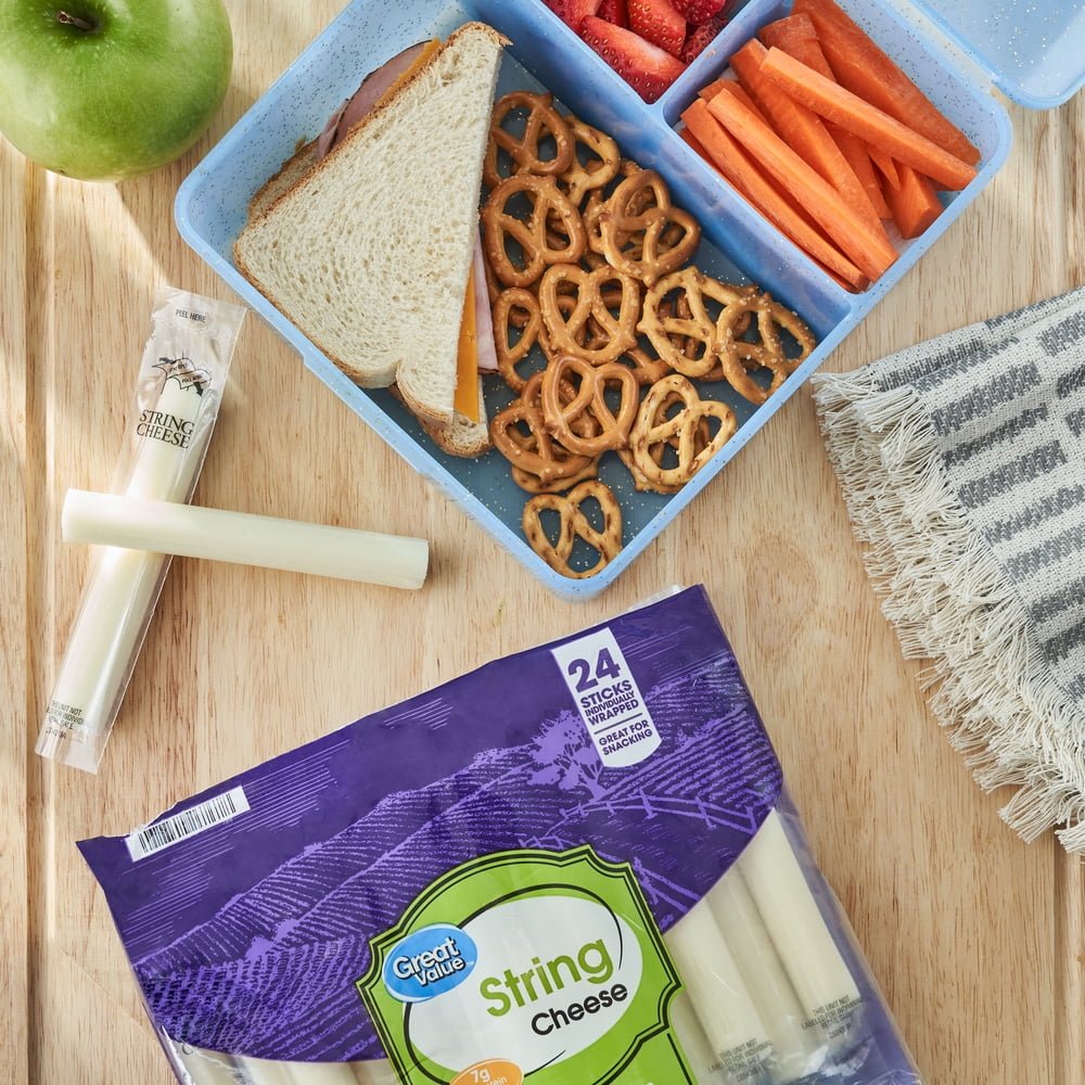Great Value Low-Moisture Part-Skim Mozzarella String Cheese, 24 oz Bag, 24 Count