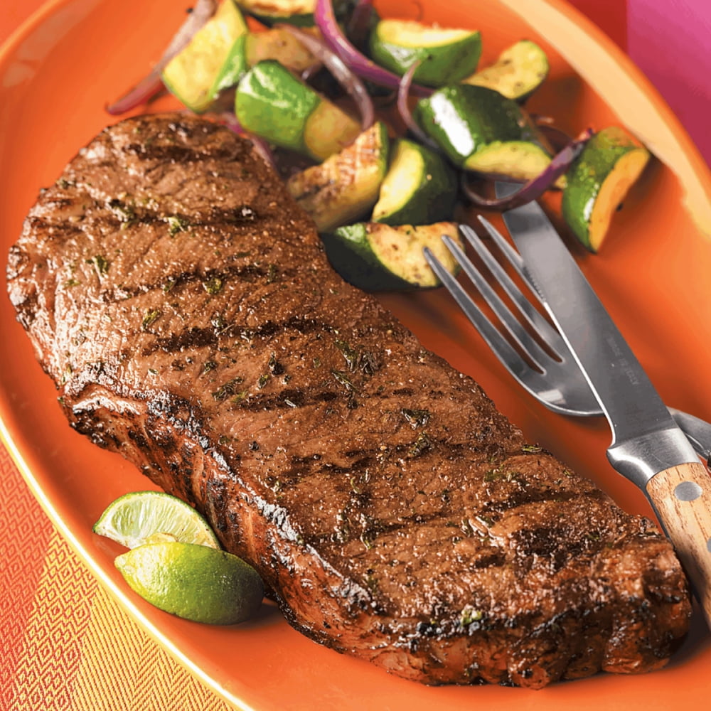 Beef Choice Angus New York Strip Steak Thin, 0.54 – 1.2 lb Tray