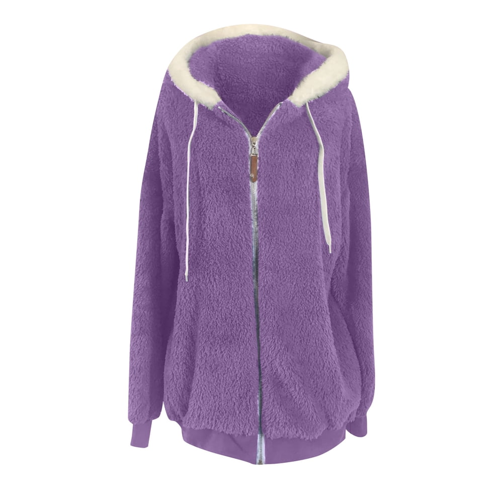 Fashion Oversize Winter Coats for Women Women Plus Size Winter Warm Loose Plush Zip Hooded Jacket Coat