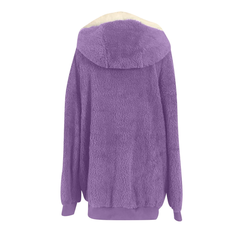 Fashion Oversize Winter Coats for Women Women Plus Size Winter Warm Loose Plush Zip Hooded Jacket Coat