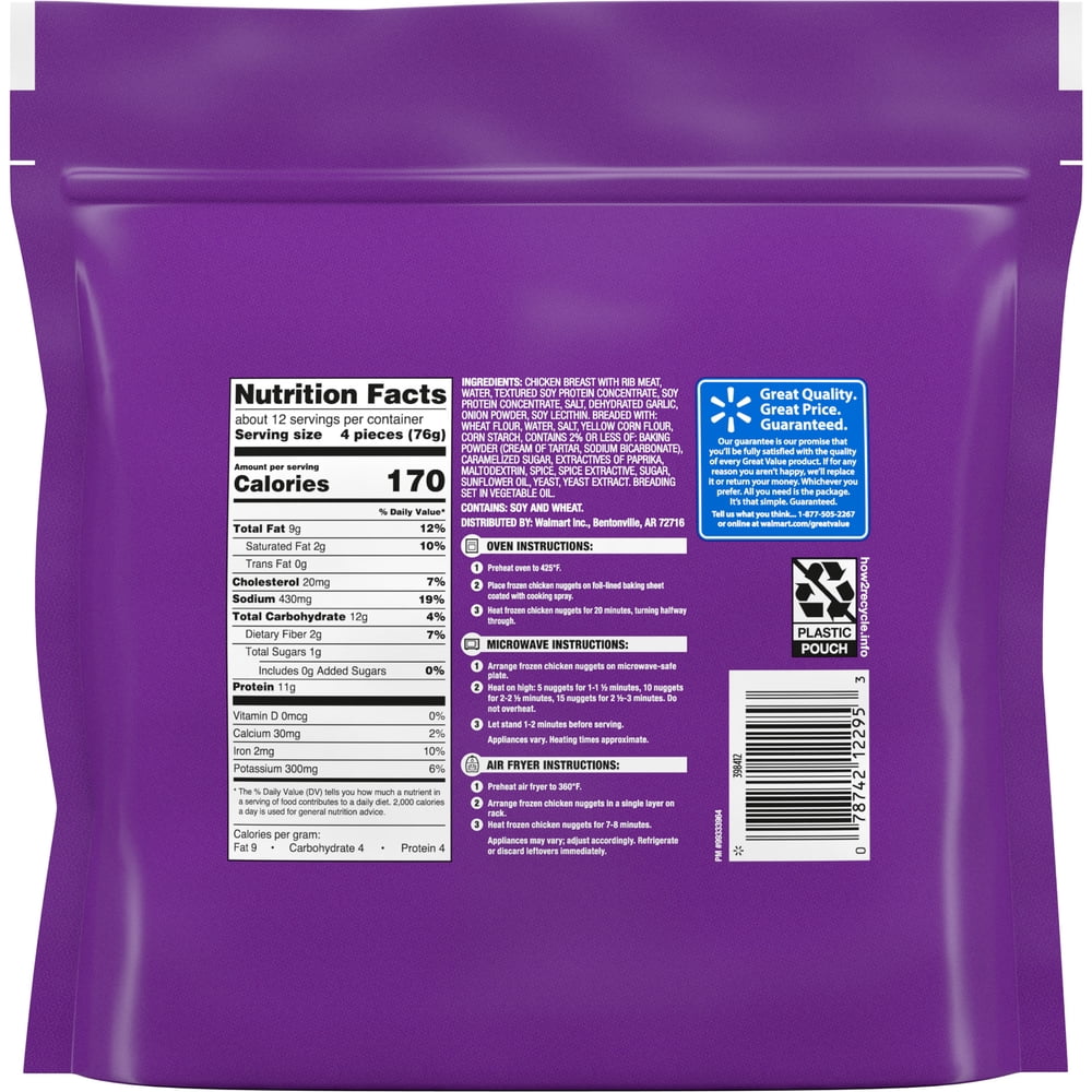 Great Value Fully Cooked Chicken Nuggets, 32 oz (Frozen)